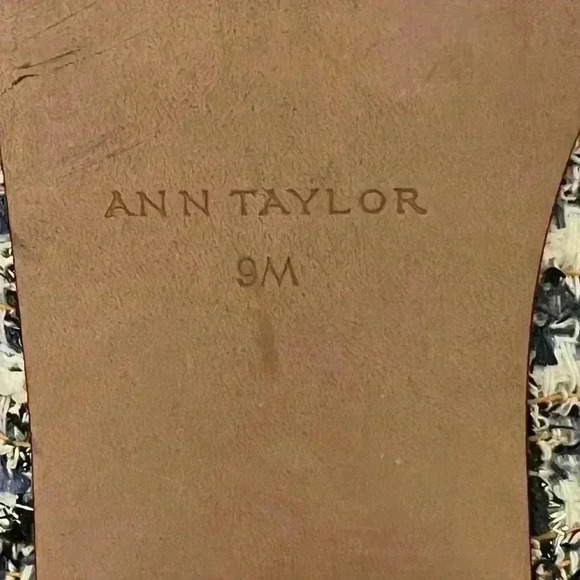 Ann‎ Taylor Ursula Tweed Tassel Loafers Womens size 8 with Blue Leather Trim - Picture 9 of 9